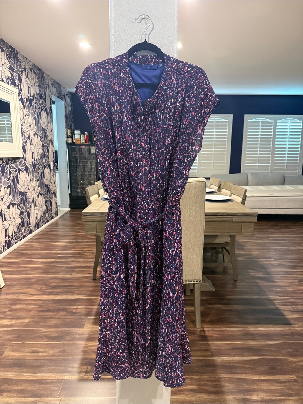 Apt. 9 Navy Floral Tie-Front Midi Dress
